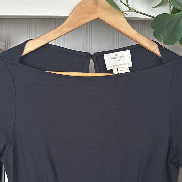 Kate Spade Size 2 Boat Neck Ponte Dress Womens Fit Flare Side Pockets, Black - Picture 6 of 9